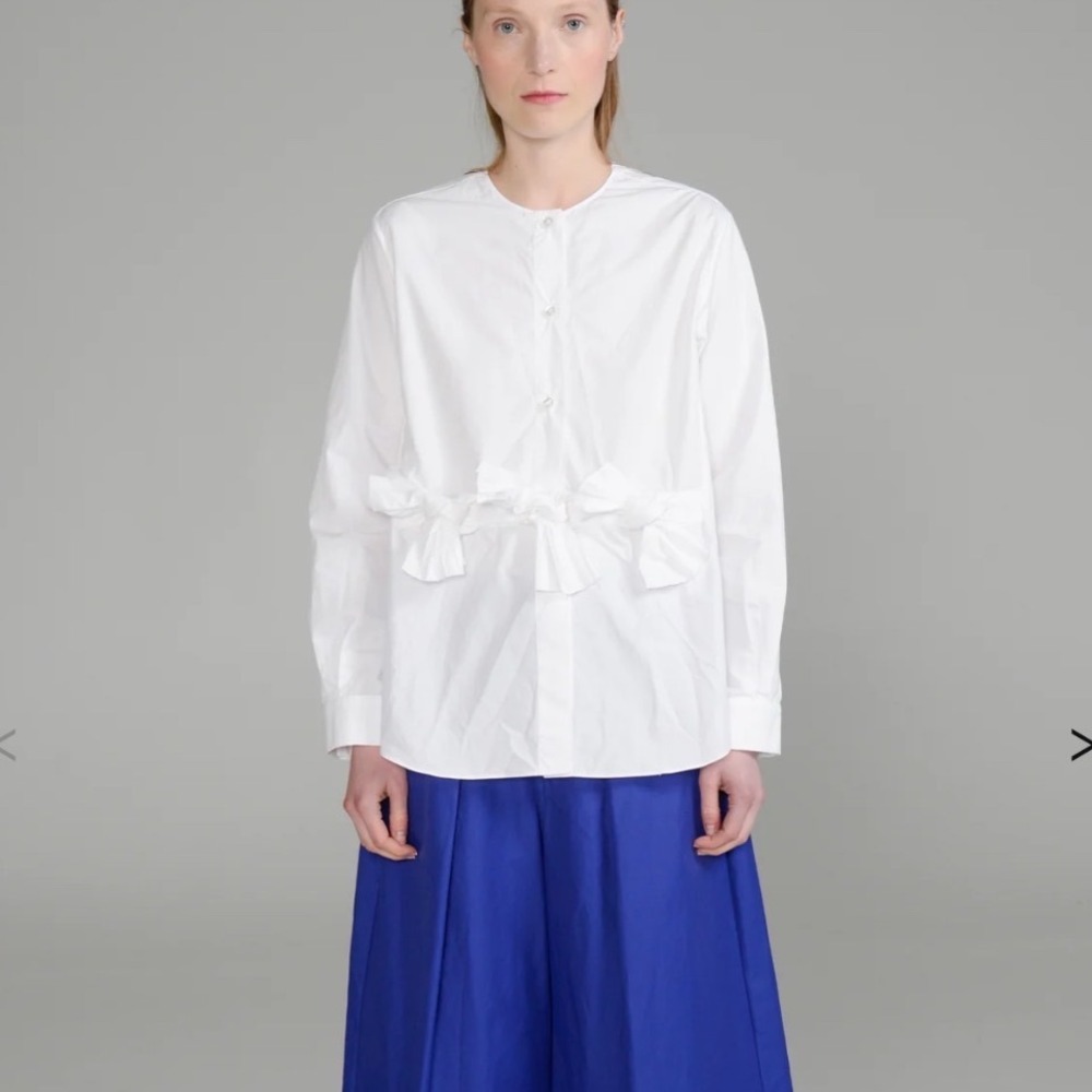 Fabiana Pigna White Mela blouse Cotton Button Down Bow